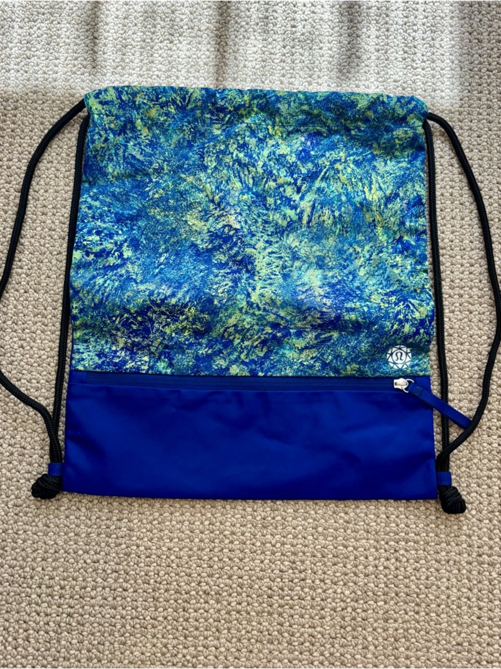 lululemon athletica SeaWheeze race Blue and Green Abstract Drawstring Gym Sack